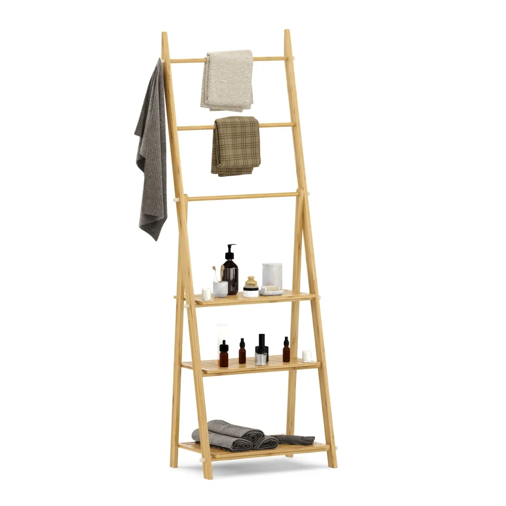 Handtuchleiter Bambus faltbar 53 x 31 x 152 cm natur
