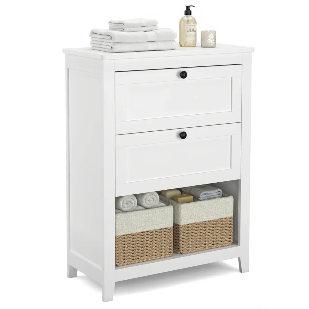 Badezimmerschrank mit 2 Schubladen und 2 Körben 60 x 30 x 80 cm weiss
