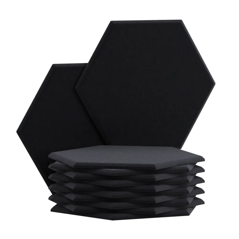 Akustikplatte sechseckig 12er Set 30 x 26 cm schwarz