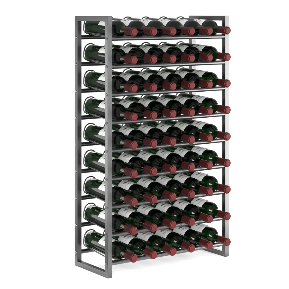 Weinregal Metall für 54 Flaschen silber