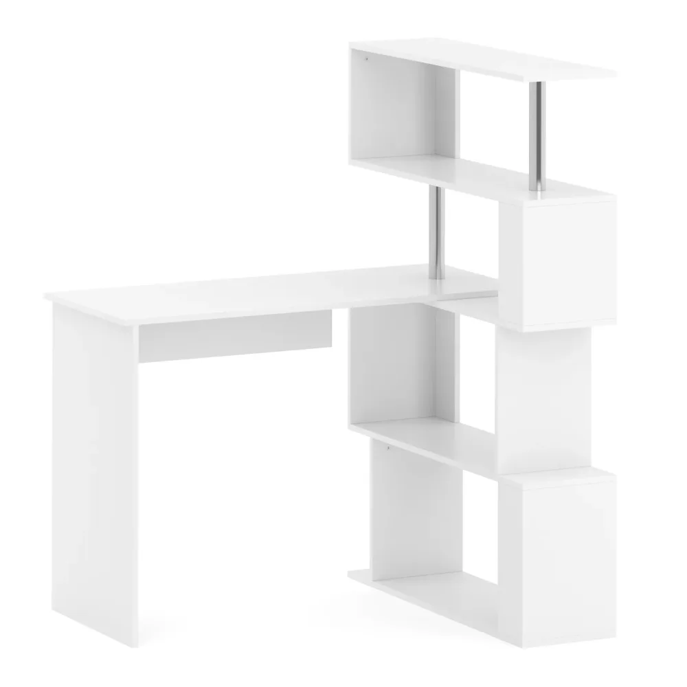 Schreibtisch FABIEN mit drehbarem Regal 157 x 45 x 131 cm weiss