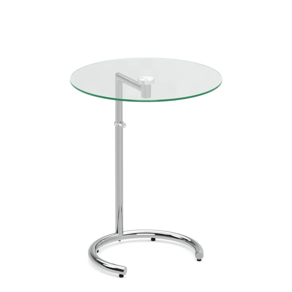 Beistelltisch Glas EVANDER rund höhenverstellbar 46 x 70 cm silber