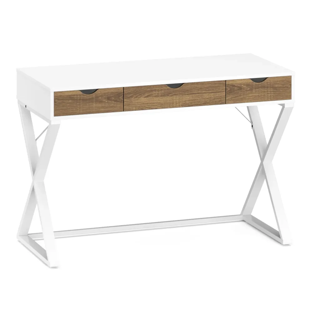 Schreibtisch ANUBIS mit Schubladen 100 x 50 x 75 cm weiss/braun
