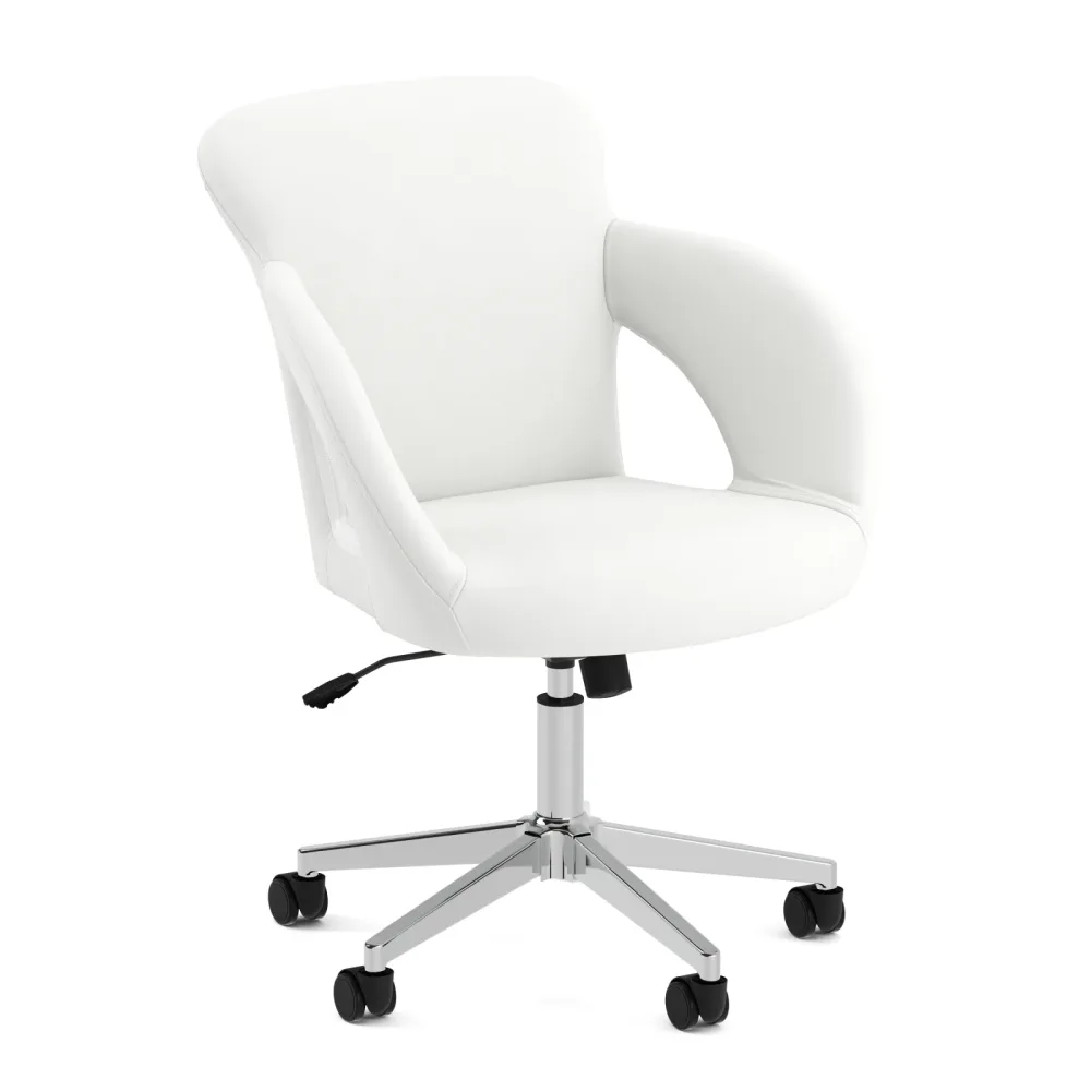 Bürostuhl Leder STELLAN weiss