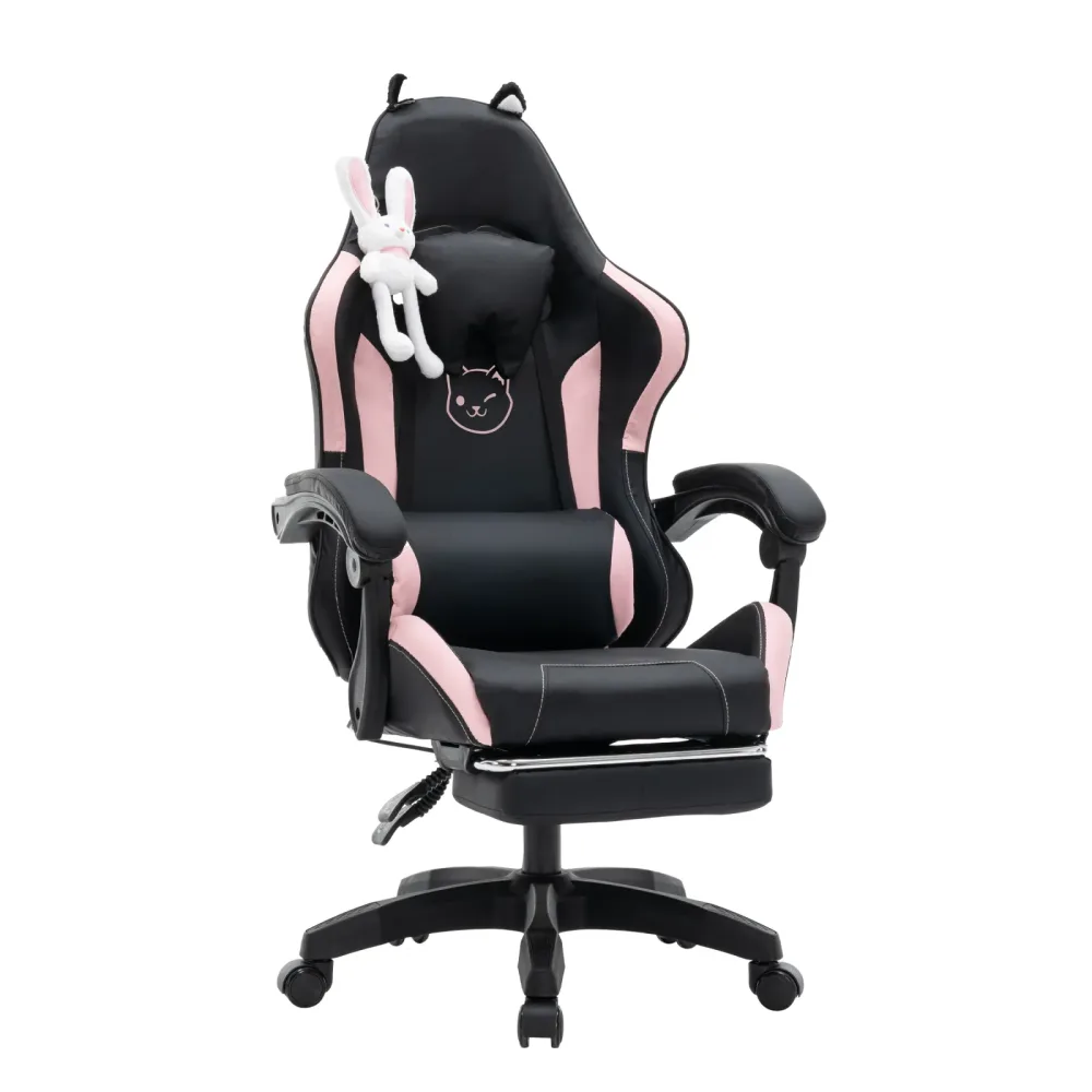 Gamingstuhl Bürostuhl Leder WINIFRED schwarz/rosa