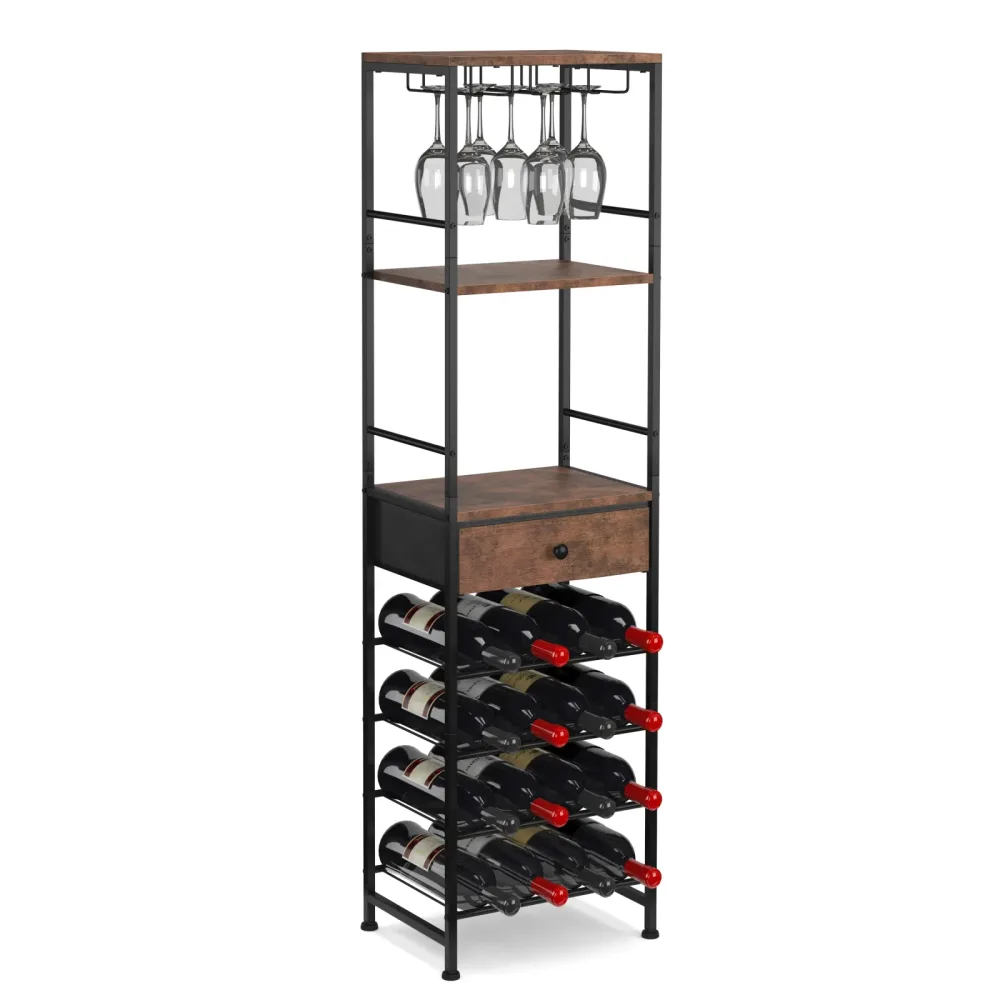 Weinregal Vintage BONITA für 16 Flaschen mit Schublade 40 x 148 cm