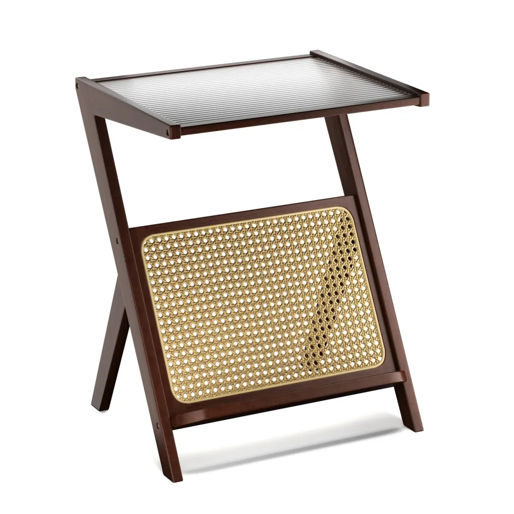 Nachttisch Glas ORVO 45 x 35 x 56 cm braun