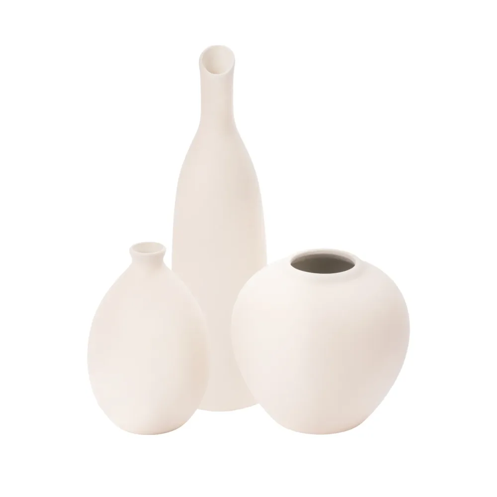 Blumenvase Set Keramik SAHARA 3-teilig beige