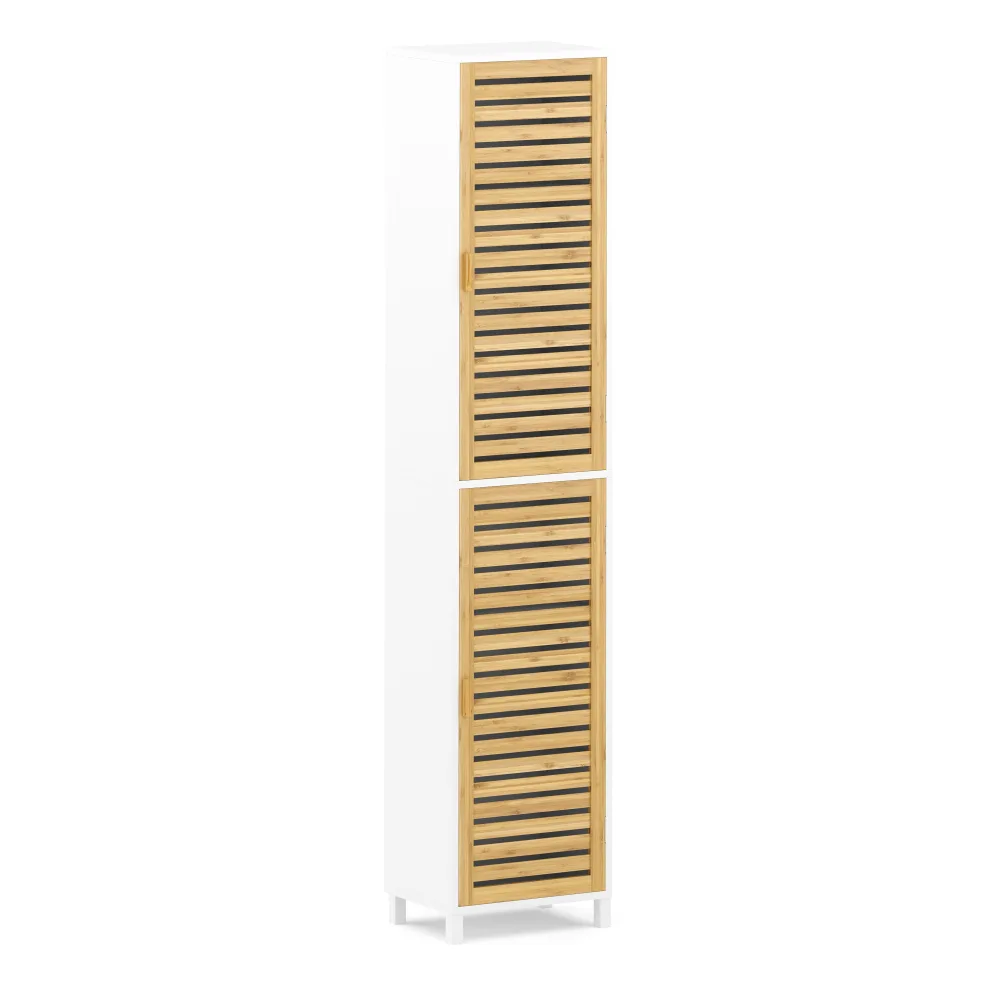 Badezimmerschrank Bambus SVALA 40 x 30 x 190 cm natur/weiss