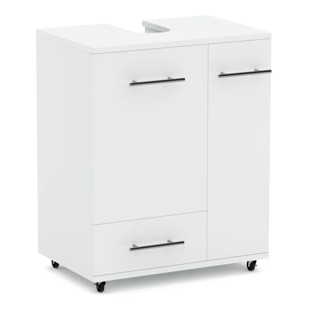 Waschbeckenunterschrank auf Rollen 50 x 33 x 59 cm weiss