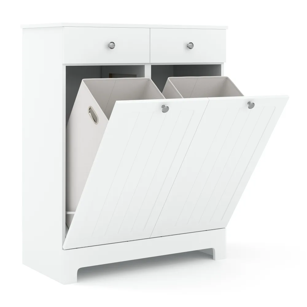 Wäscheschrank mit 2 Fächer FONTANA 78 x 38 x 89 cm weiss
