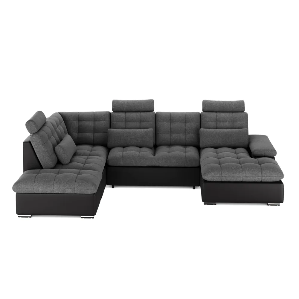 Ecksofa mit Schlaffunktion SORAYA links anthrazit/schwarz