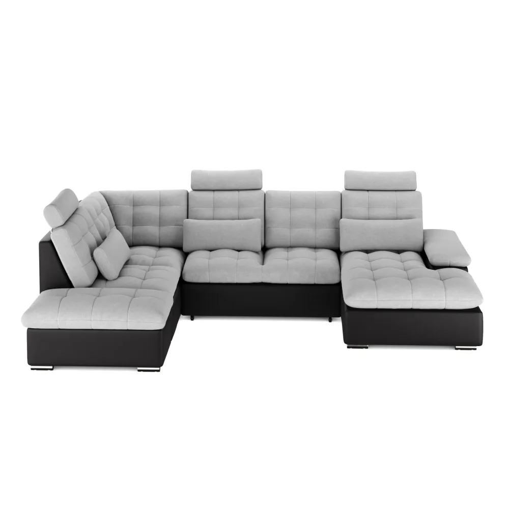 Ecksofa mit Schlaffunktion SORAYA links grau/schwarz