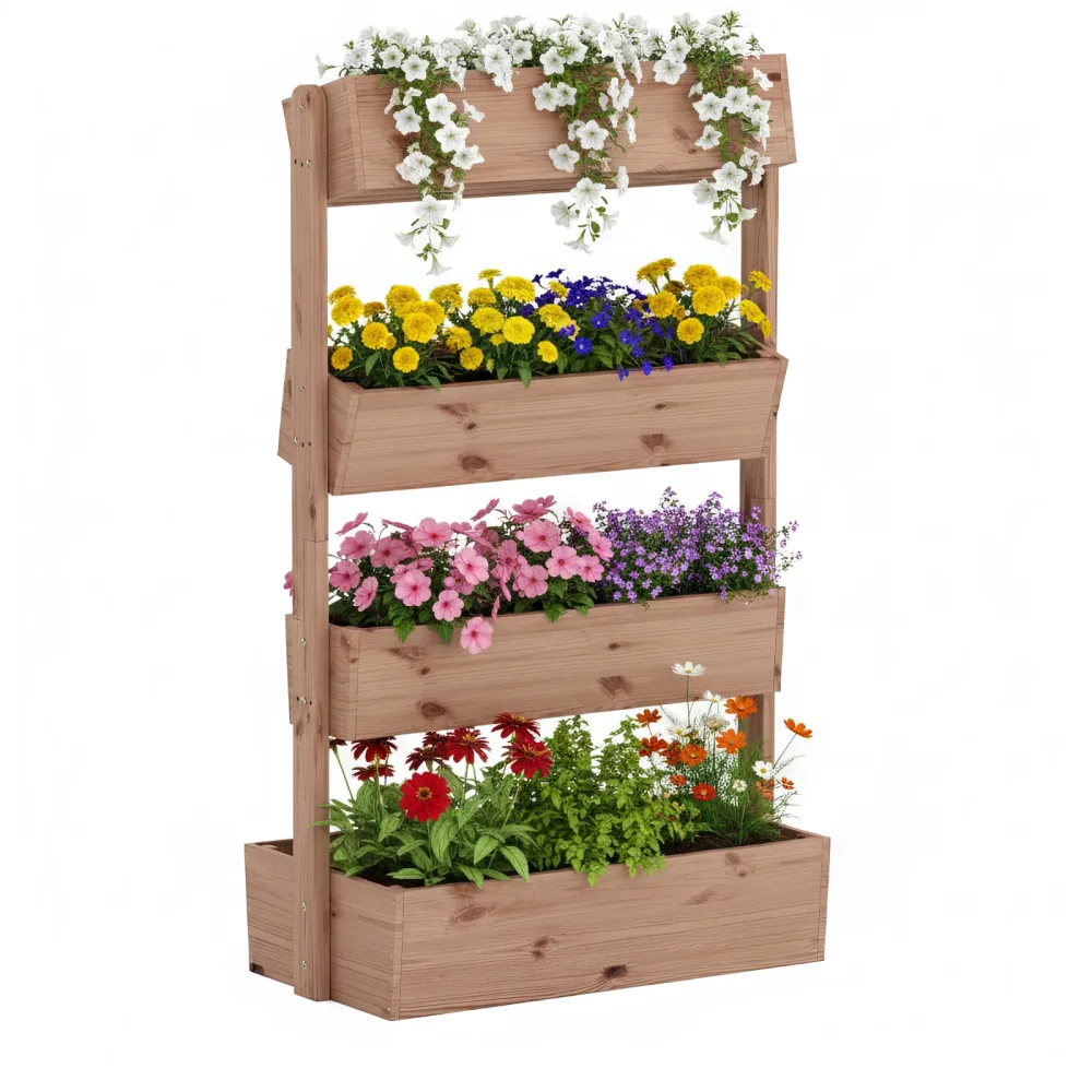 Hochbeet Vertikalbeet Holz 85 x 45 x 140 cm natur