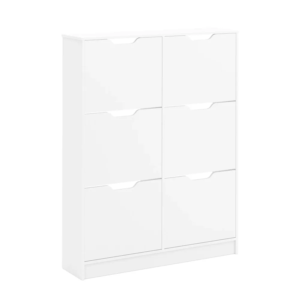 Schuhschrank SENA 6 Kippfächer 101 x 129 cm weiss