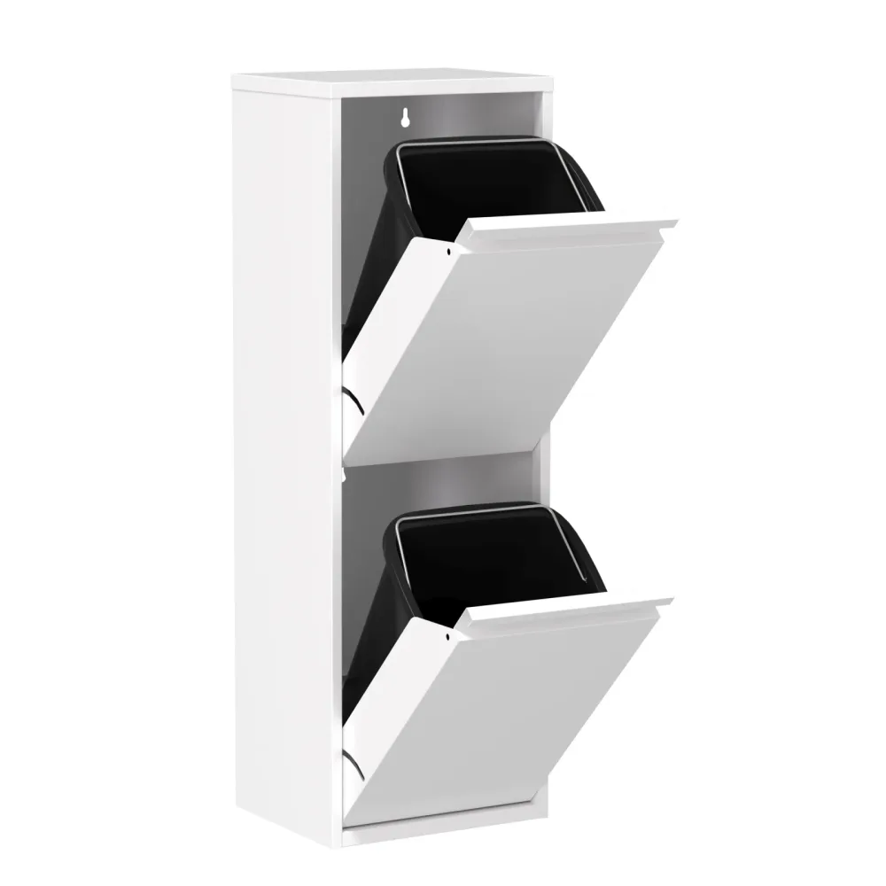 Abfalleimer Metall 2 Fächer 34L weiss