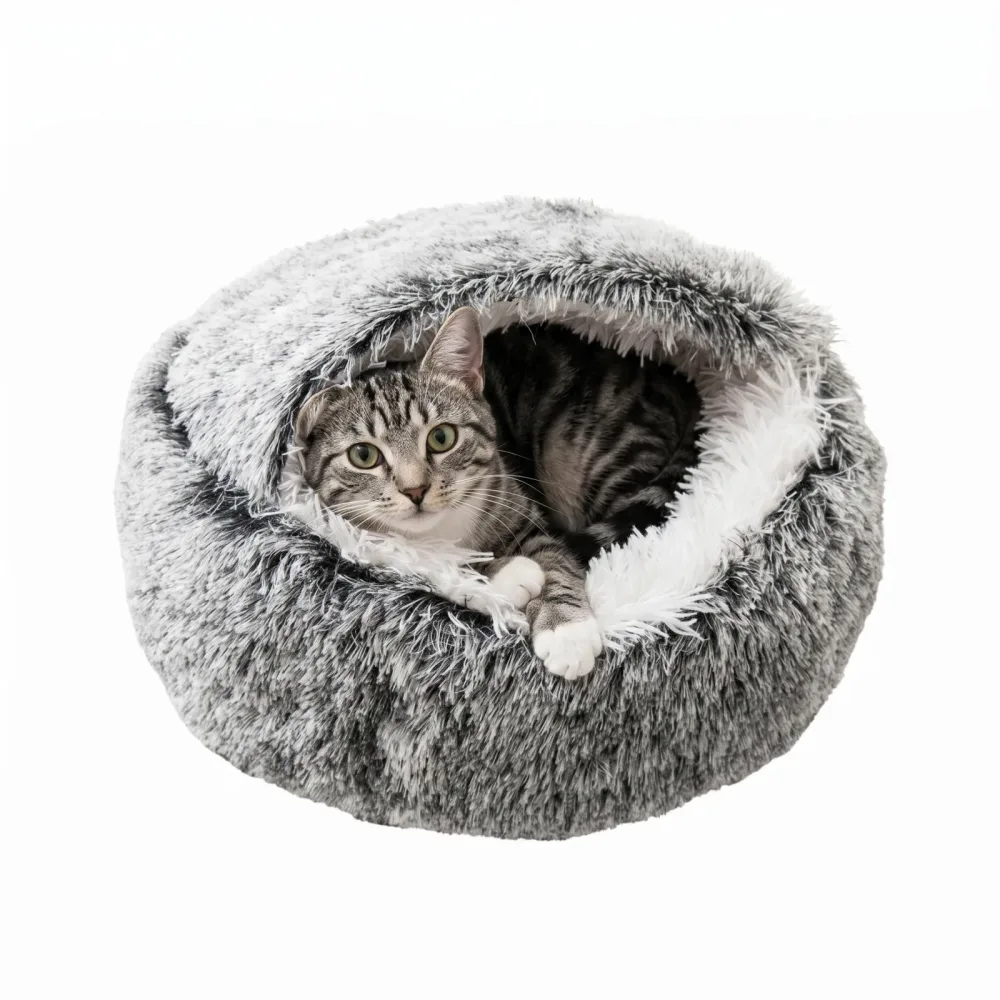 Katzenbett Kuschelsack 65 x 40 cm grau/beige