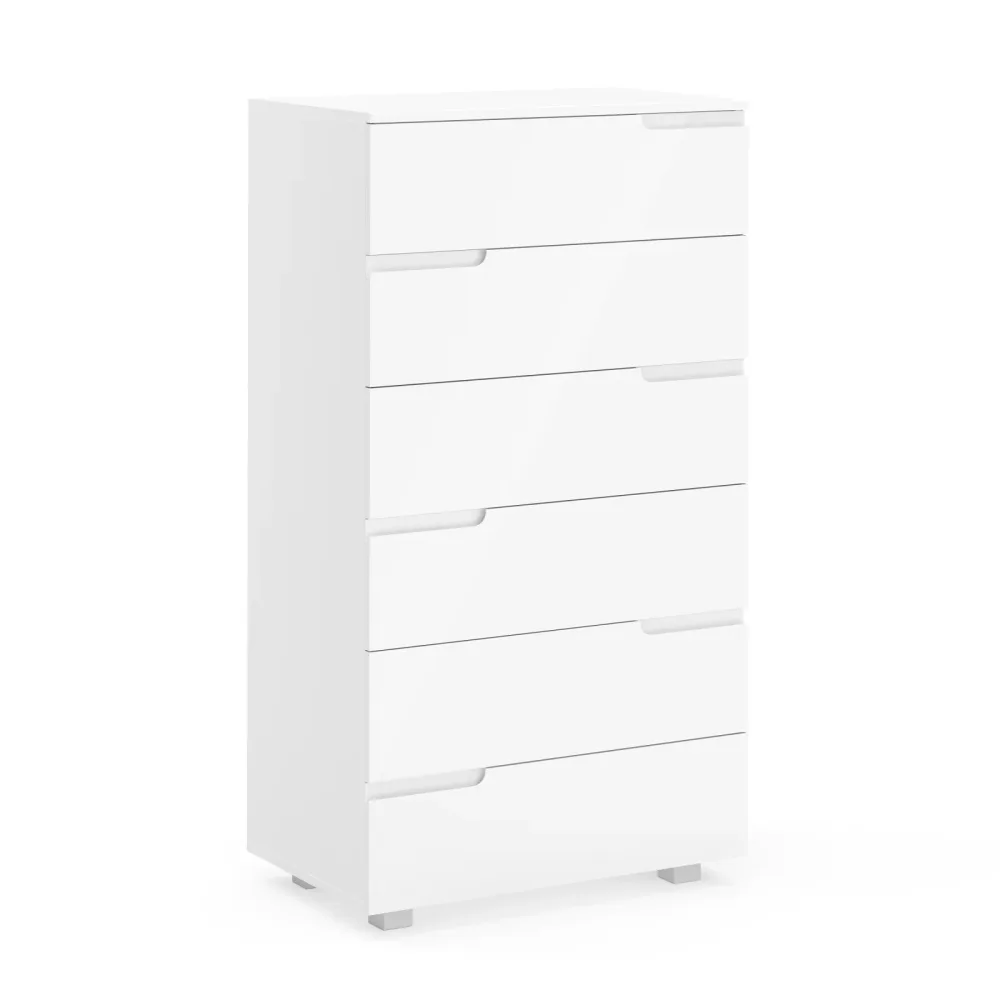 Kommode AVILA 6 Schubladen 65 x 119 cm Hochglanz weiss