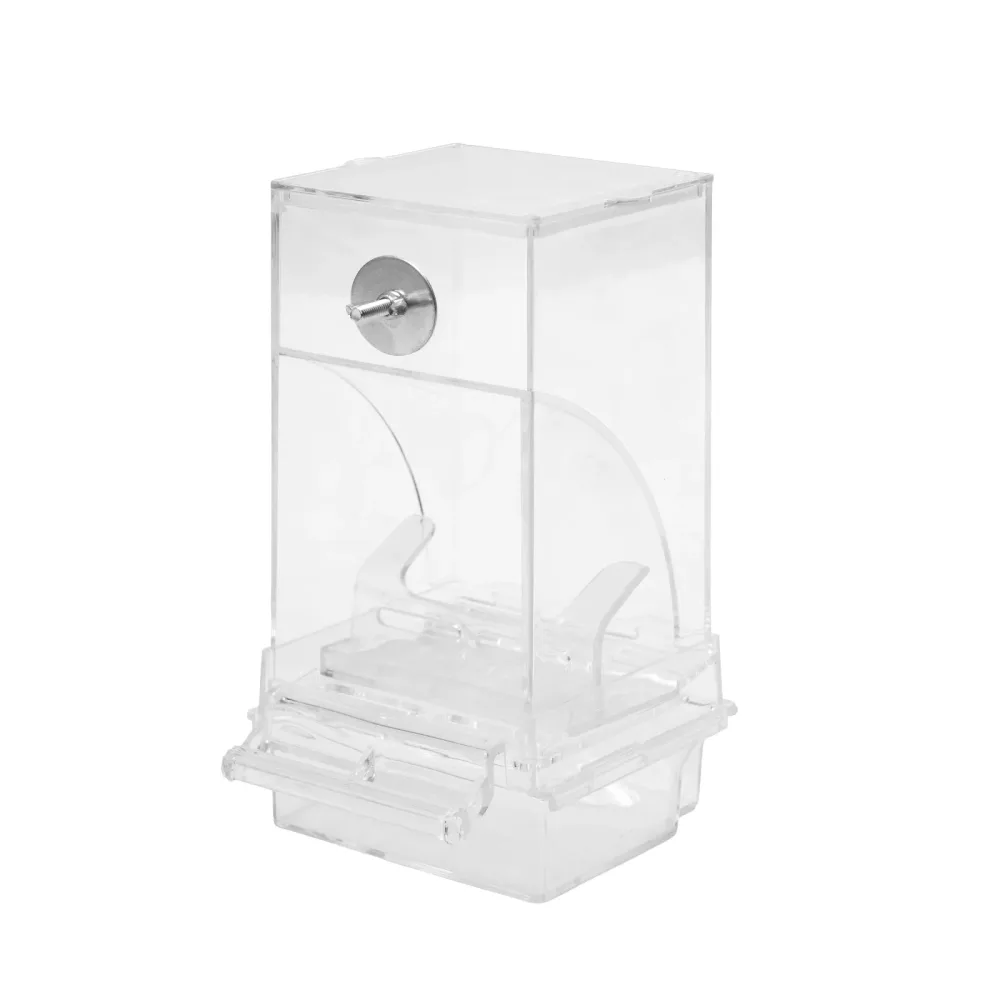 Vogelfutterspender mit Sitzstange 9 x 9 x 20 cm transparent