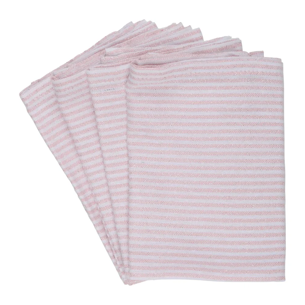 Serviette gestreift 35 x 35 cm 4er Set rosa/weiss