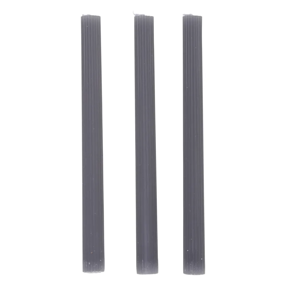 Stabkerze gerippt 25 cm 3er Set grau