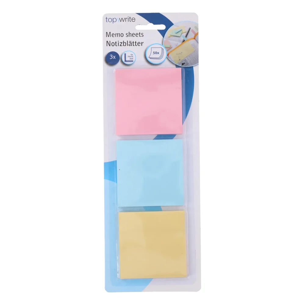 Notizblatt Set 7.5 x 7.5 cm 3-teilig bunt