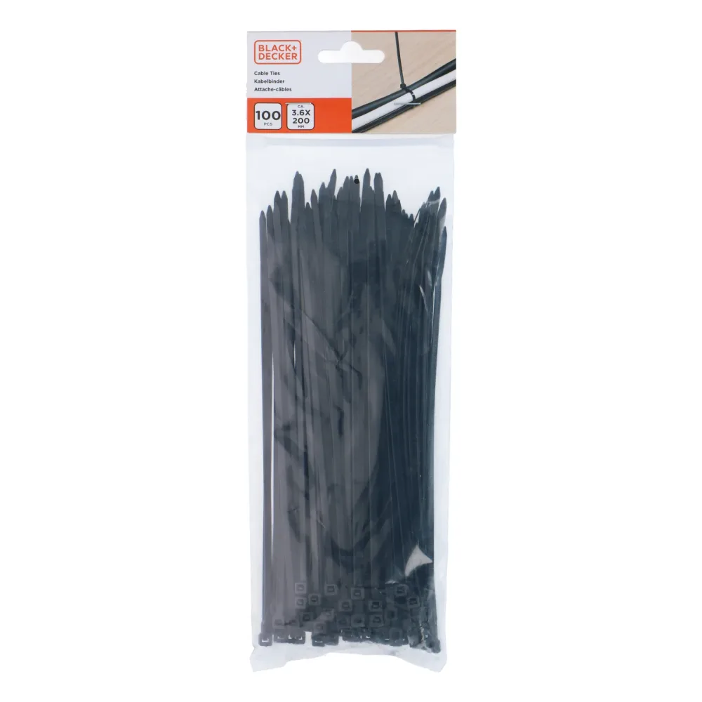 Kabelbinder Set 20 cm schwarz 100 Stk.