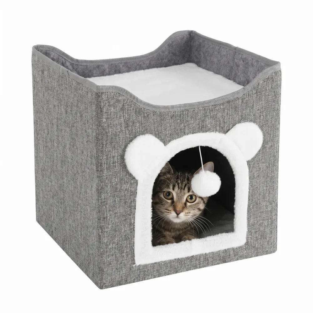Katzenbett Höhle faltbar 42 x 42 x 36 cm grau