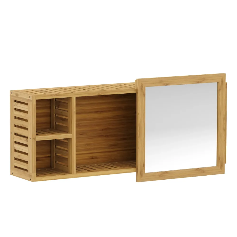 Spiegelschrank Badezimmer Bambus CLARO 80 x 17 x 30 cm natur