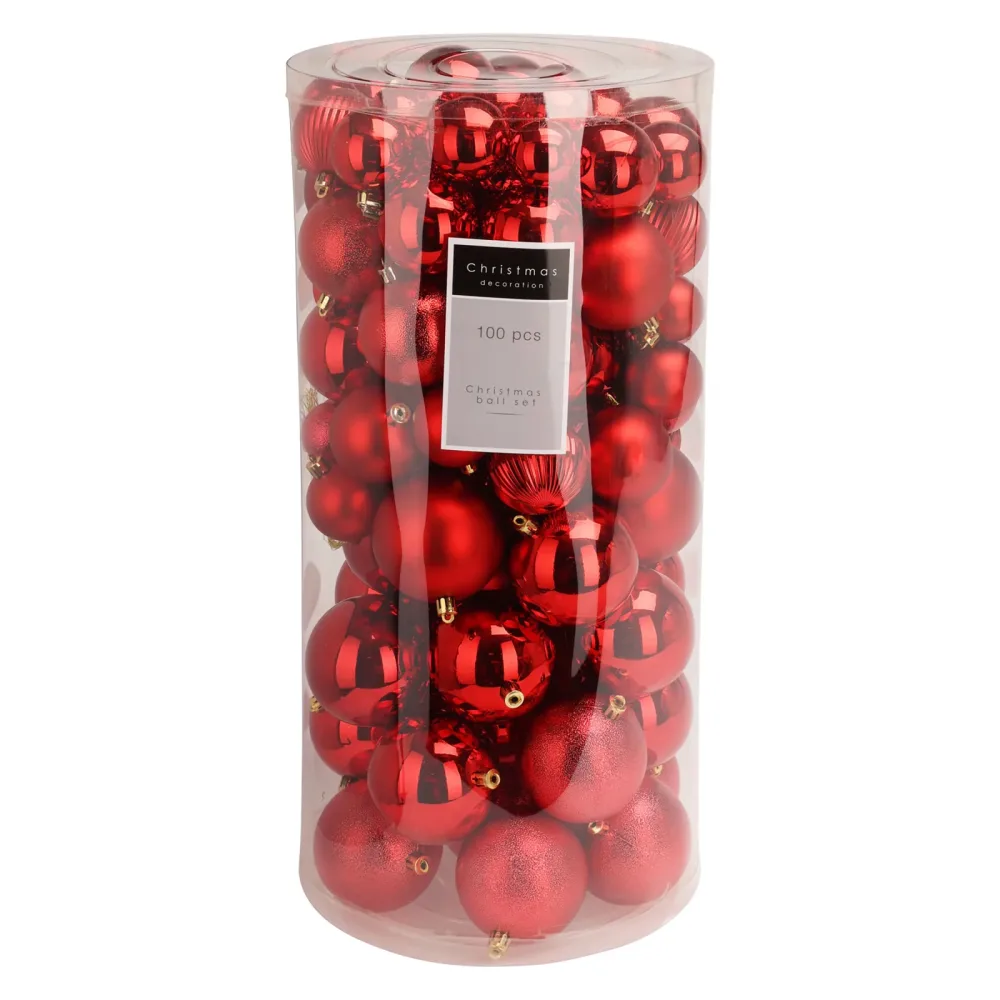 Weihnachtskugel Set 100-teilig rot