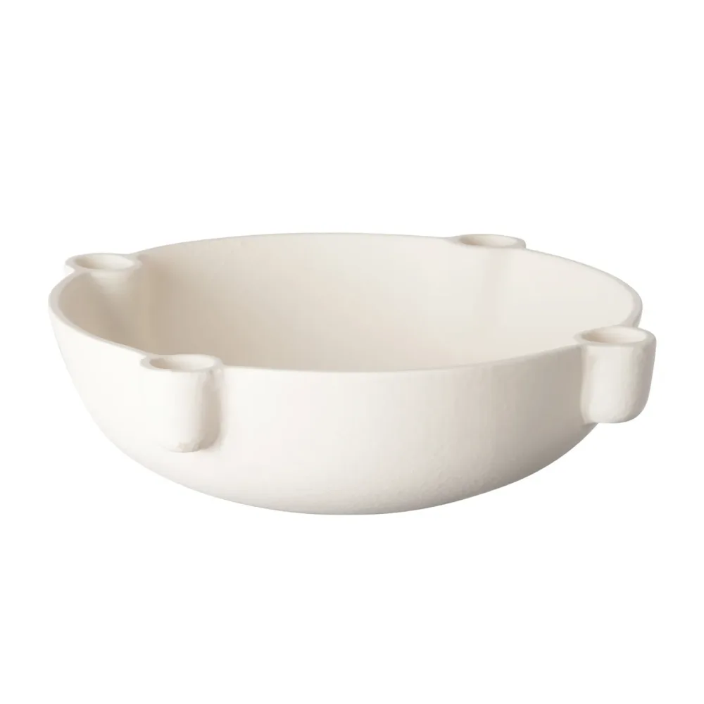 Kerzenständer mit Schale für 4 Kerzen 24 cm weiss