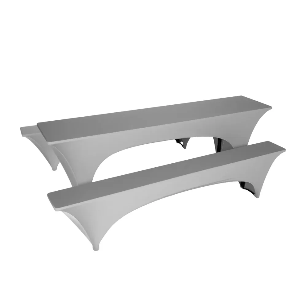 Tischdecke und Sitzbankbezug Set Hussen 220 - 240 x 50 cm 3-teilig grau