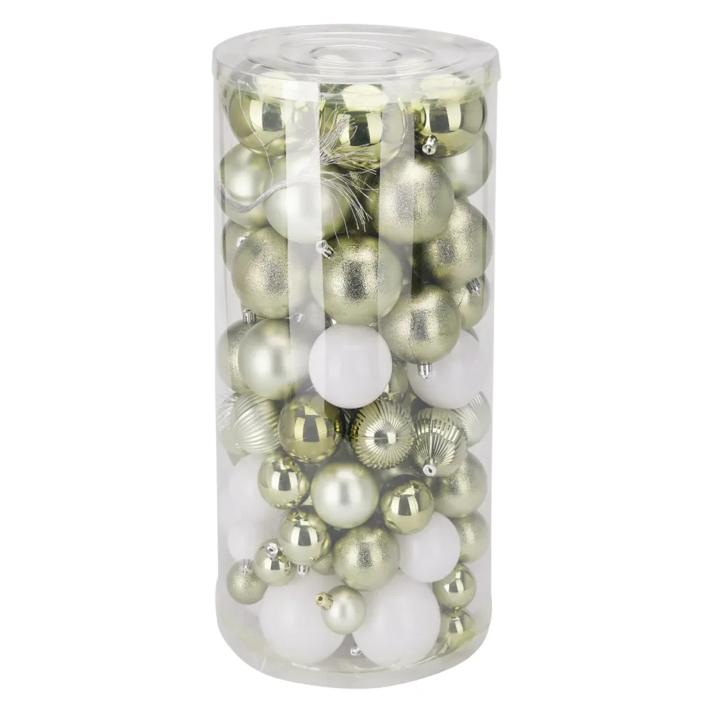 Weihnachtskugel Set 100-teilig grün/weiss