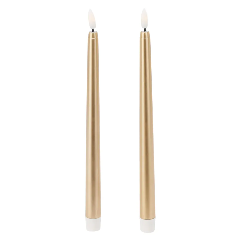 LED Tischkerze 27 cm 2er Set gold