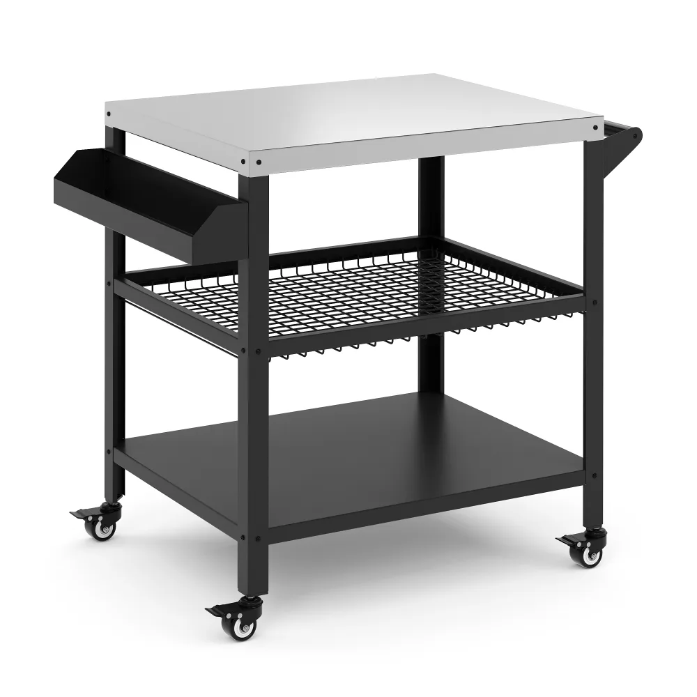 Grill Beistelltisch auf Rollen 99 x 62 x 87 cm schwarz/silber