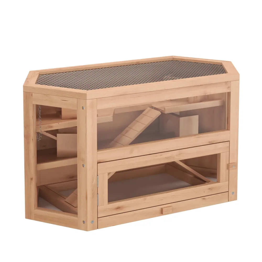 Kleintierkäfig Holz 80 x 40 x 43 cm natur