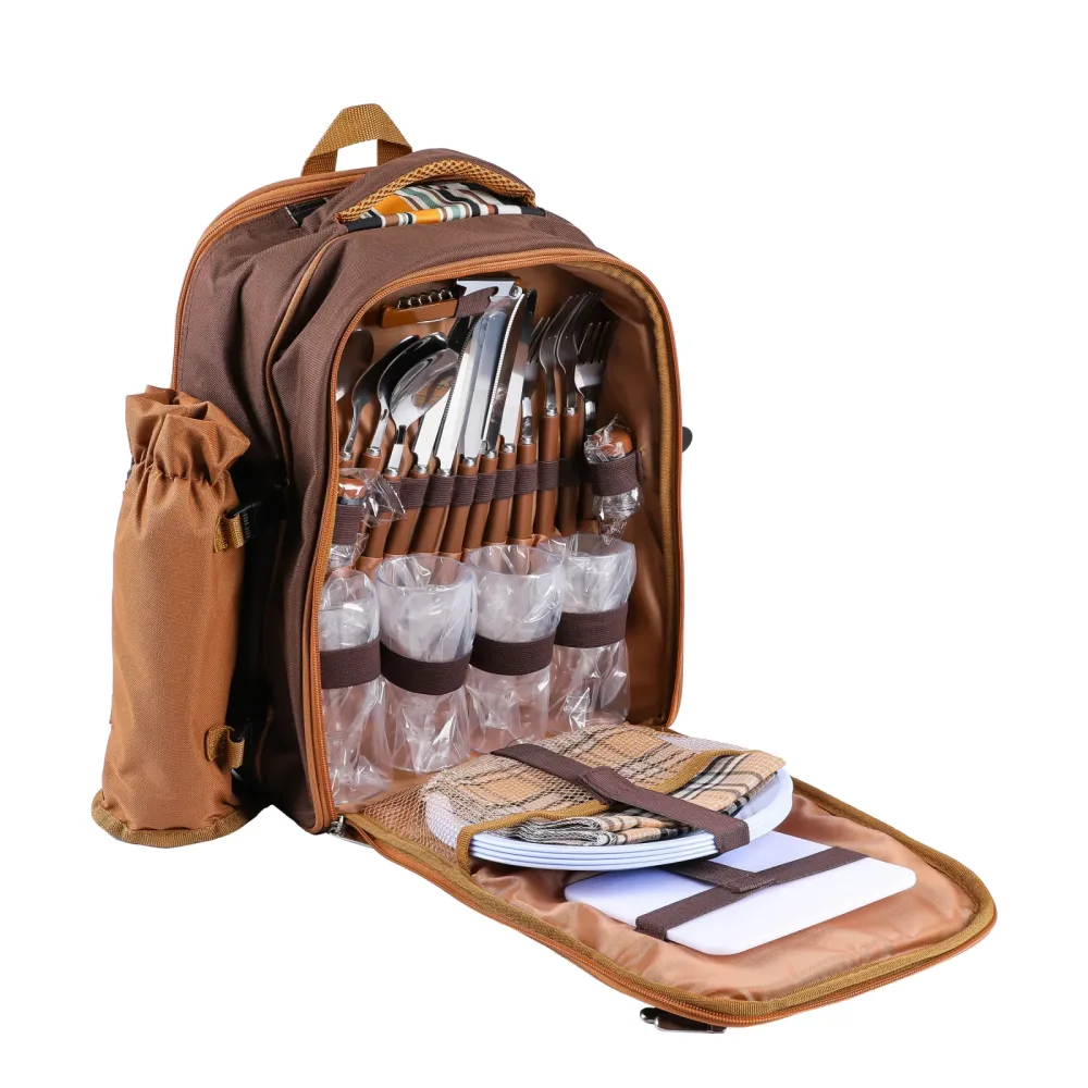 Picknick Rucksack Set für 4 Personen LARS braun