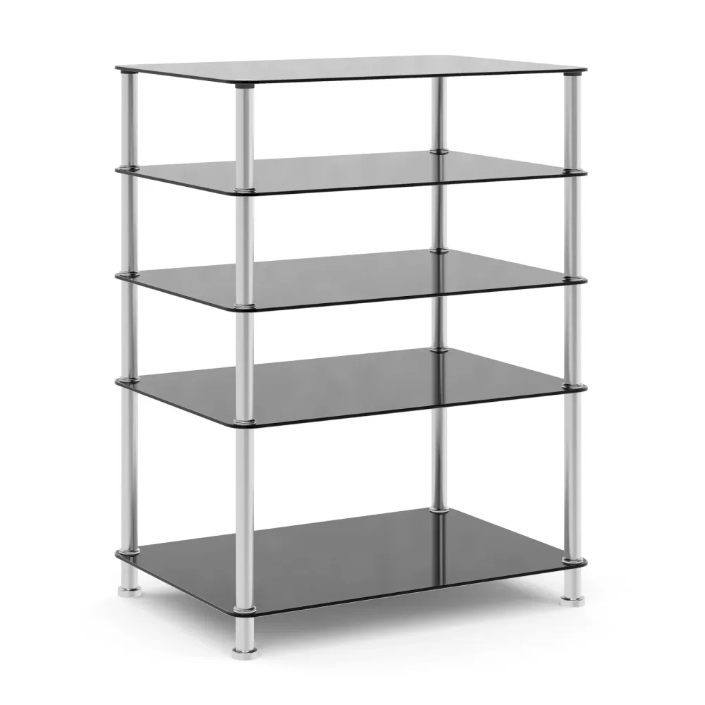 Regal HiFi Glas mit 5 Ebenen 60 x 80 cm schwarz/silber
