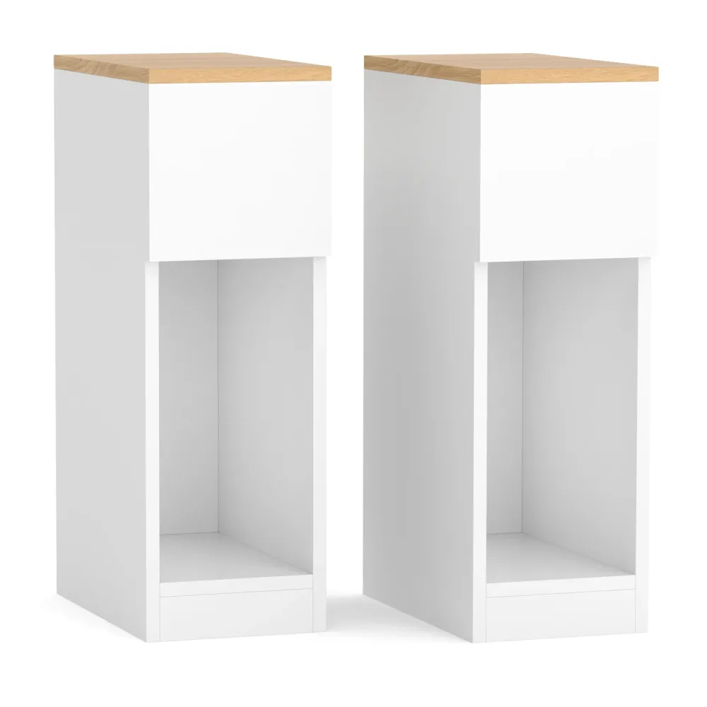Nachttisch TIVRA mit Schublade 20 x 60 cm 2er Set weiss/braun