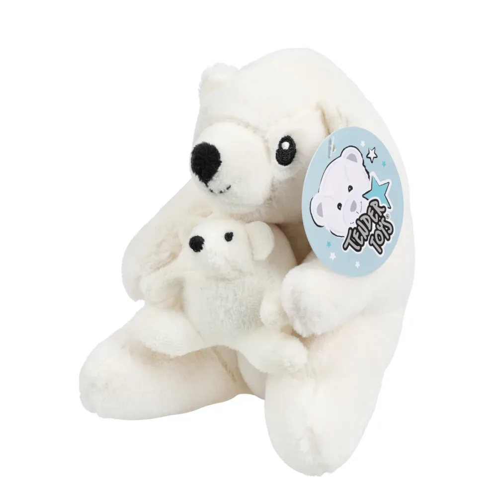 Plüschtier Eisbär mit Baby 16 cm weiss
