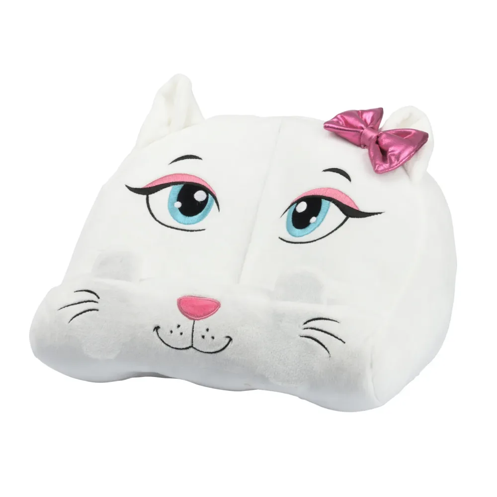 Buchstütze Katze Plüsch 30 x 20 x 20 cm weiss