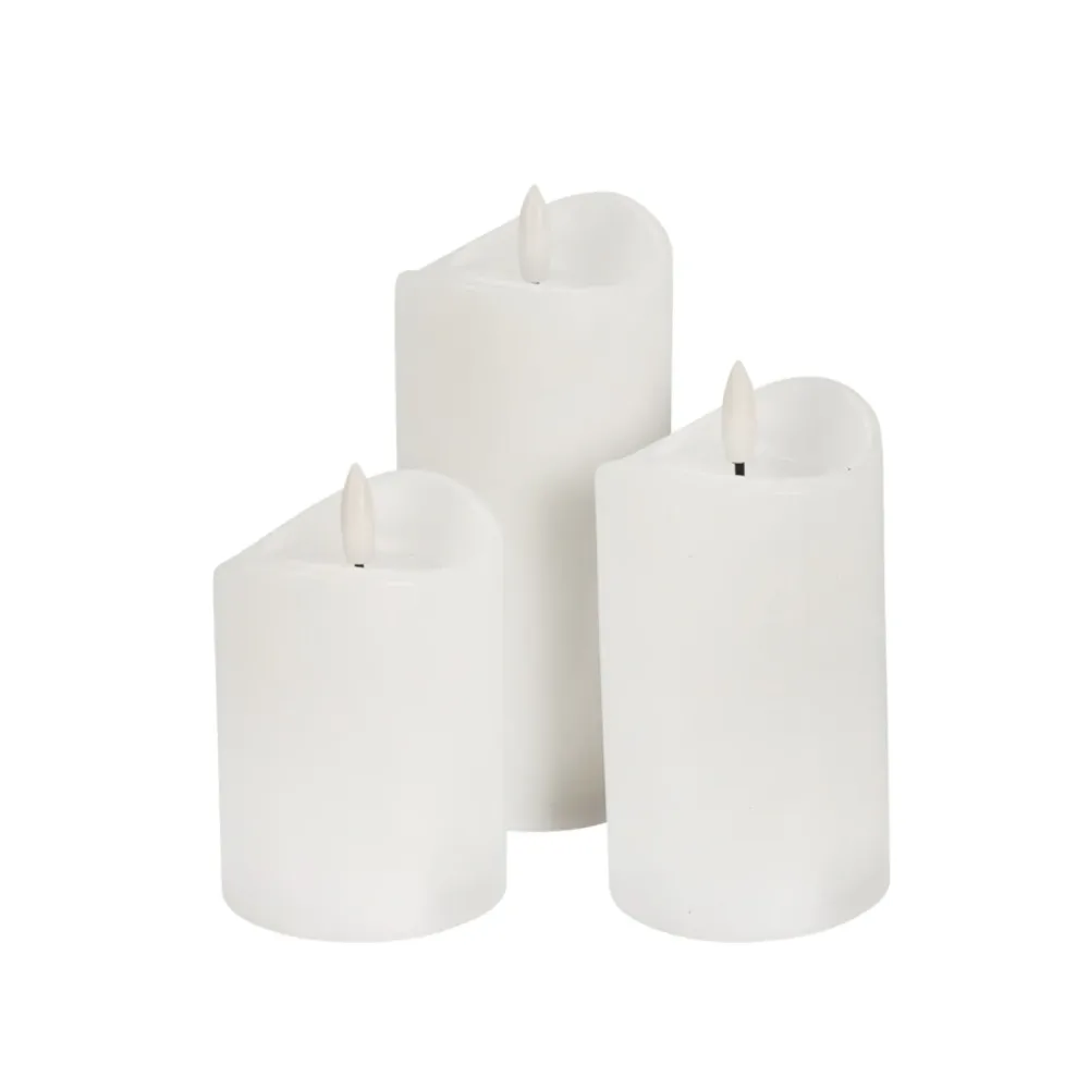 LED Kerze Set 3-teilig weiss