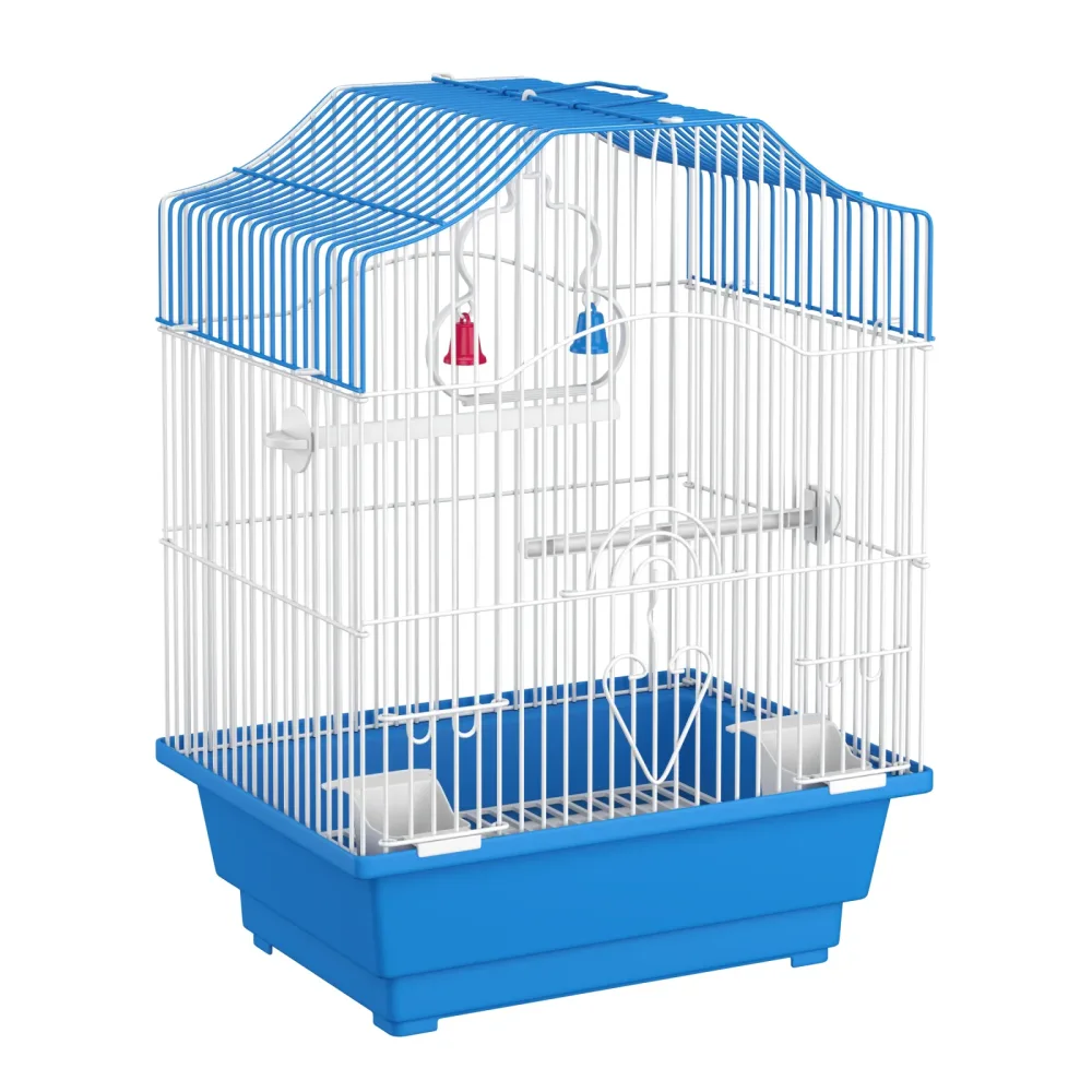 Vogelkäfig 28 x 21 x 38 cm weiss/blau