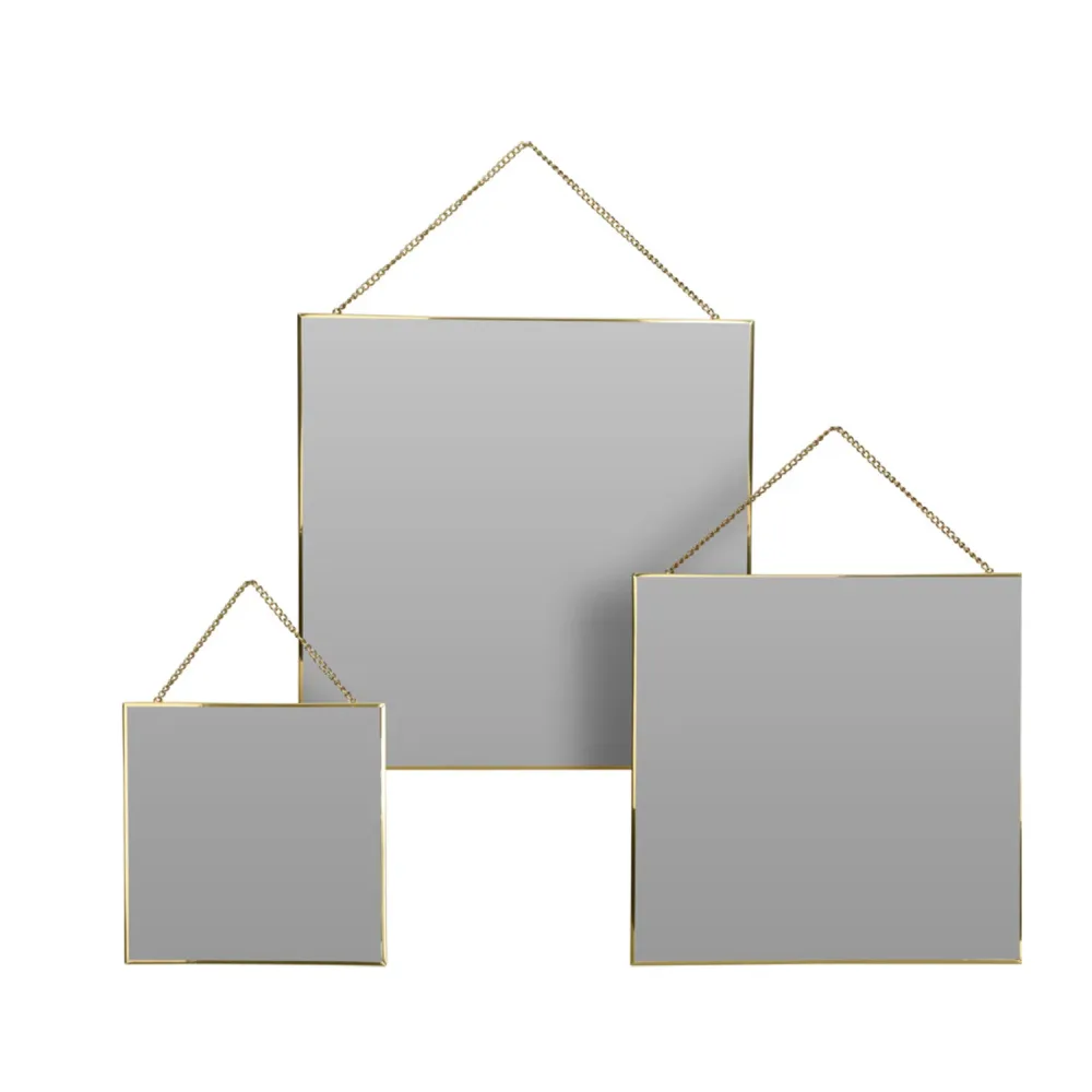 Wandspiegel Set quadratisch 3-teilig gold