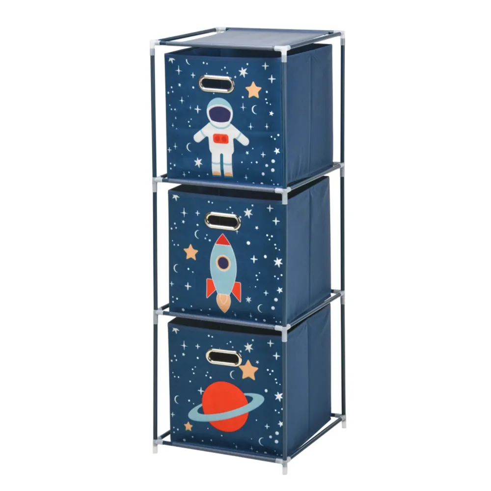 Spielzeugregal mit Aufbewahrungsboxen 35 x 35 x 102 cm blau