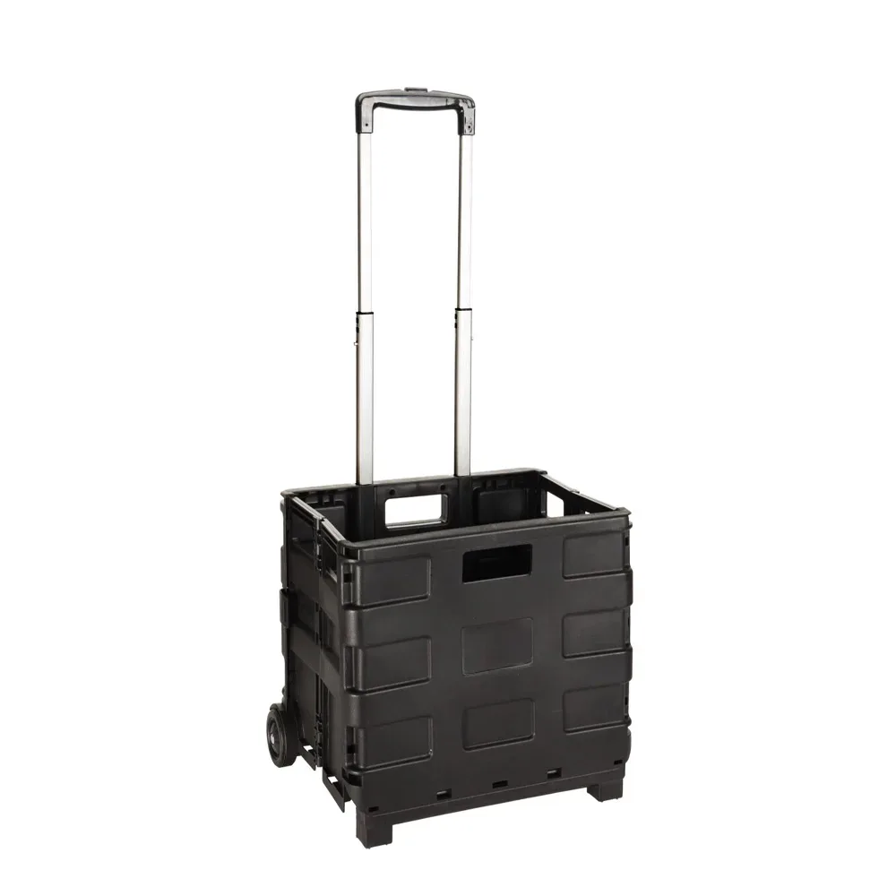 Transportwagen Aluminium mit Klappkiste 30L schwarz