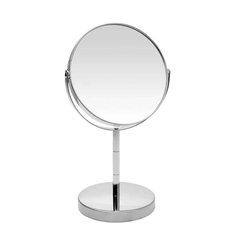 Kosmetikspiegel doppelseitig 14 x 26 cm silber