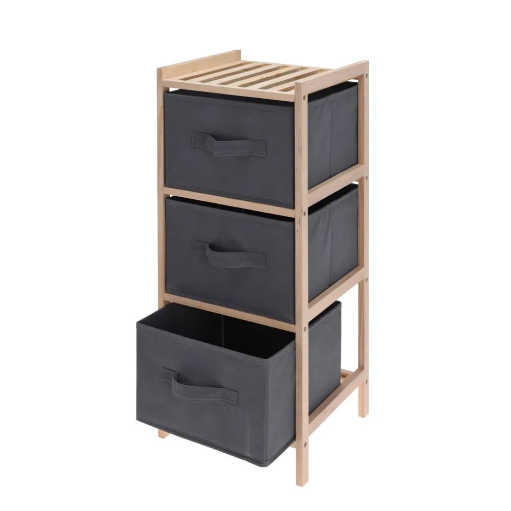 Regal mit 3 Aufbewahrungsboxen 28 x 65 cm anthrazit/natur