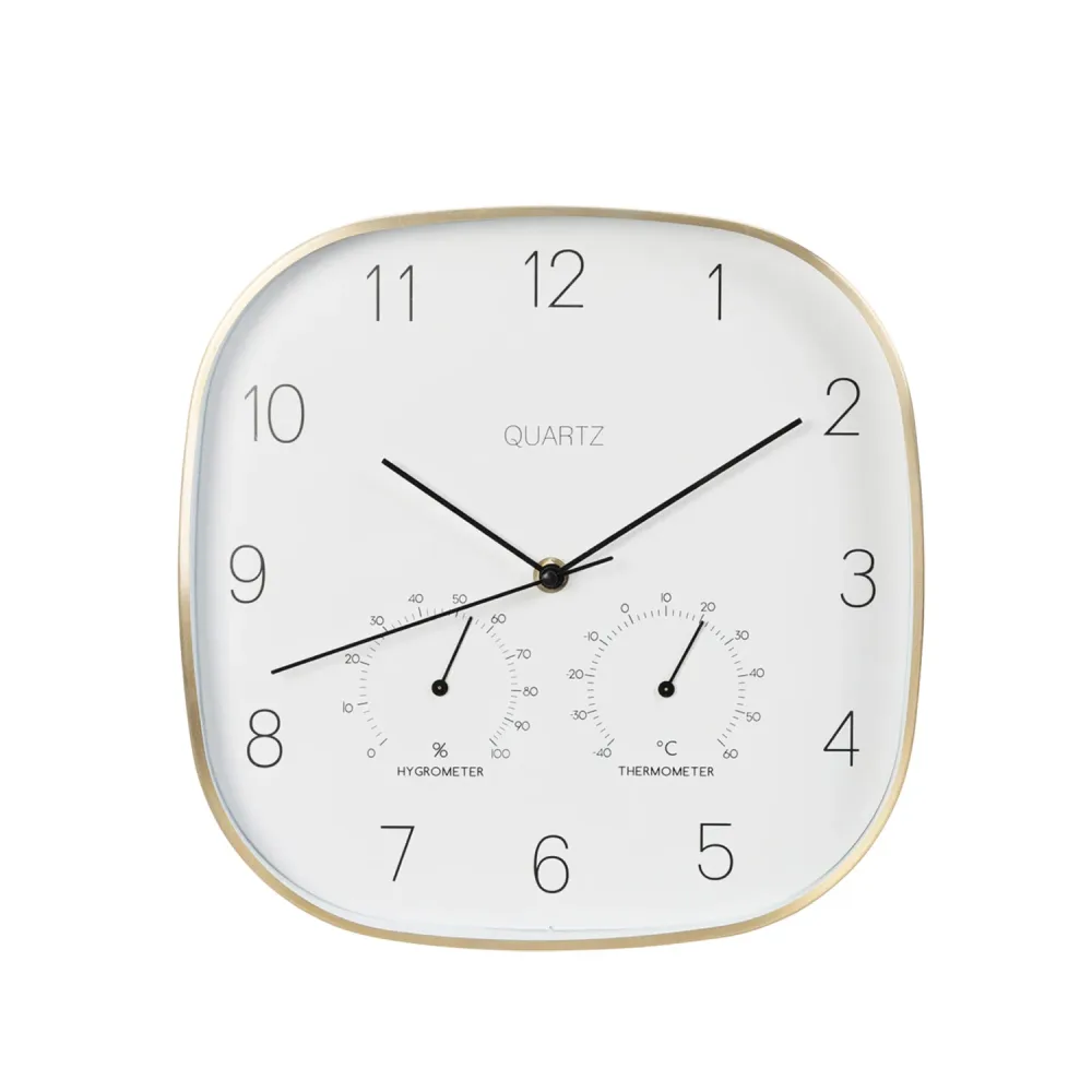 Wanduhr Wetterstation 28 cm weiss/gold