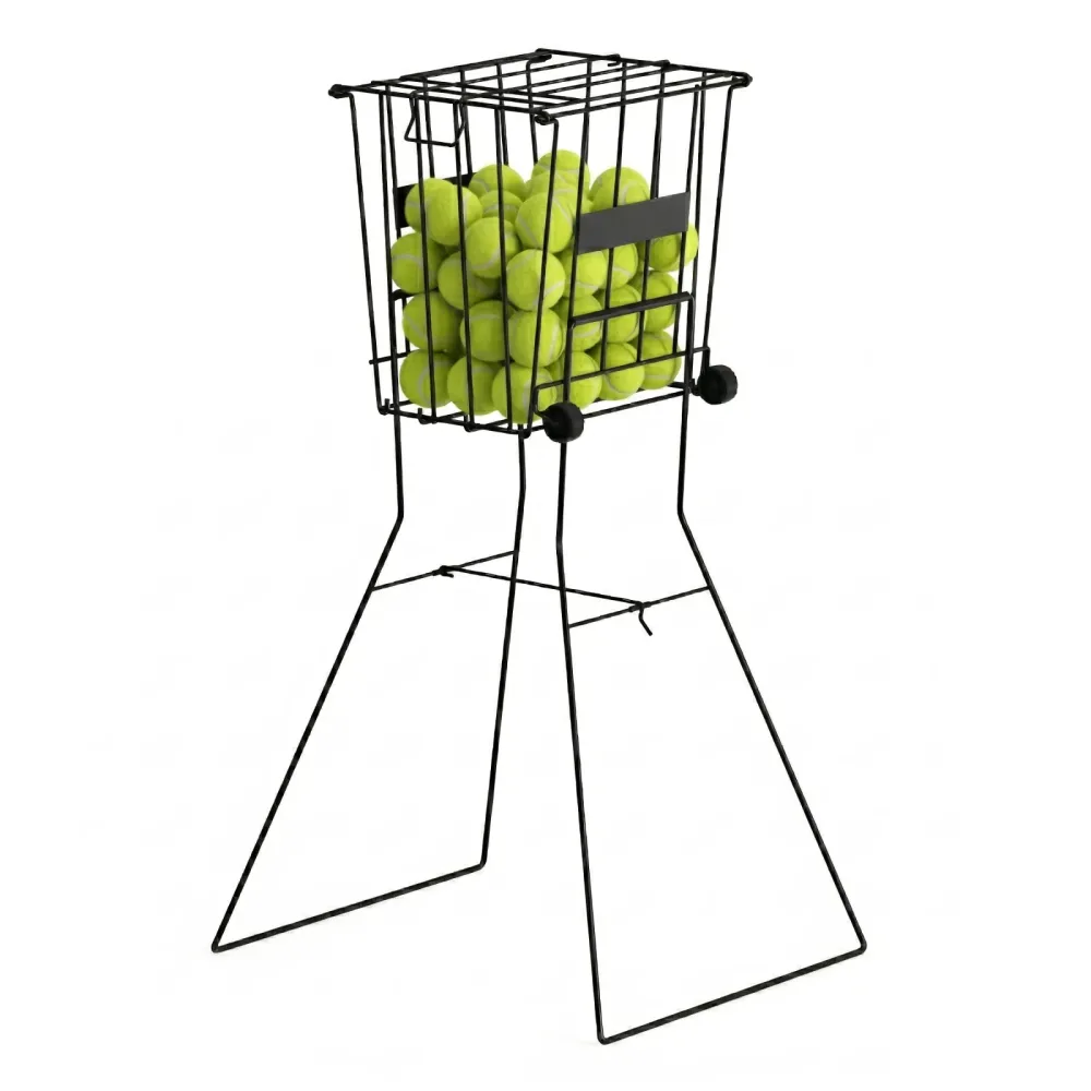 Tennisball Sammelkorb Stahl mit Rollen 91 x 25 x 30 cm schwarz